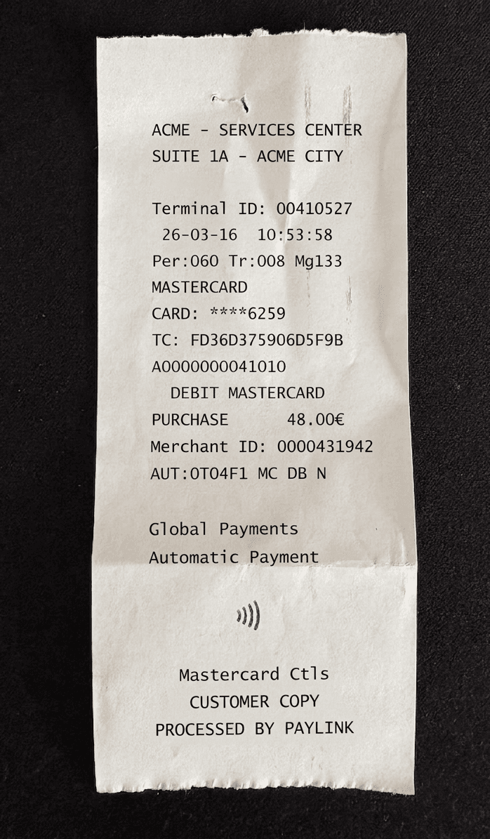Original receipt photo
